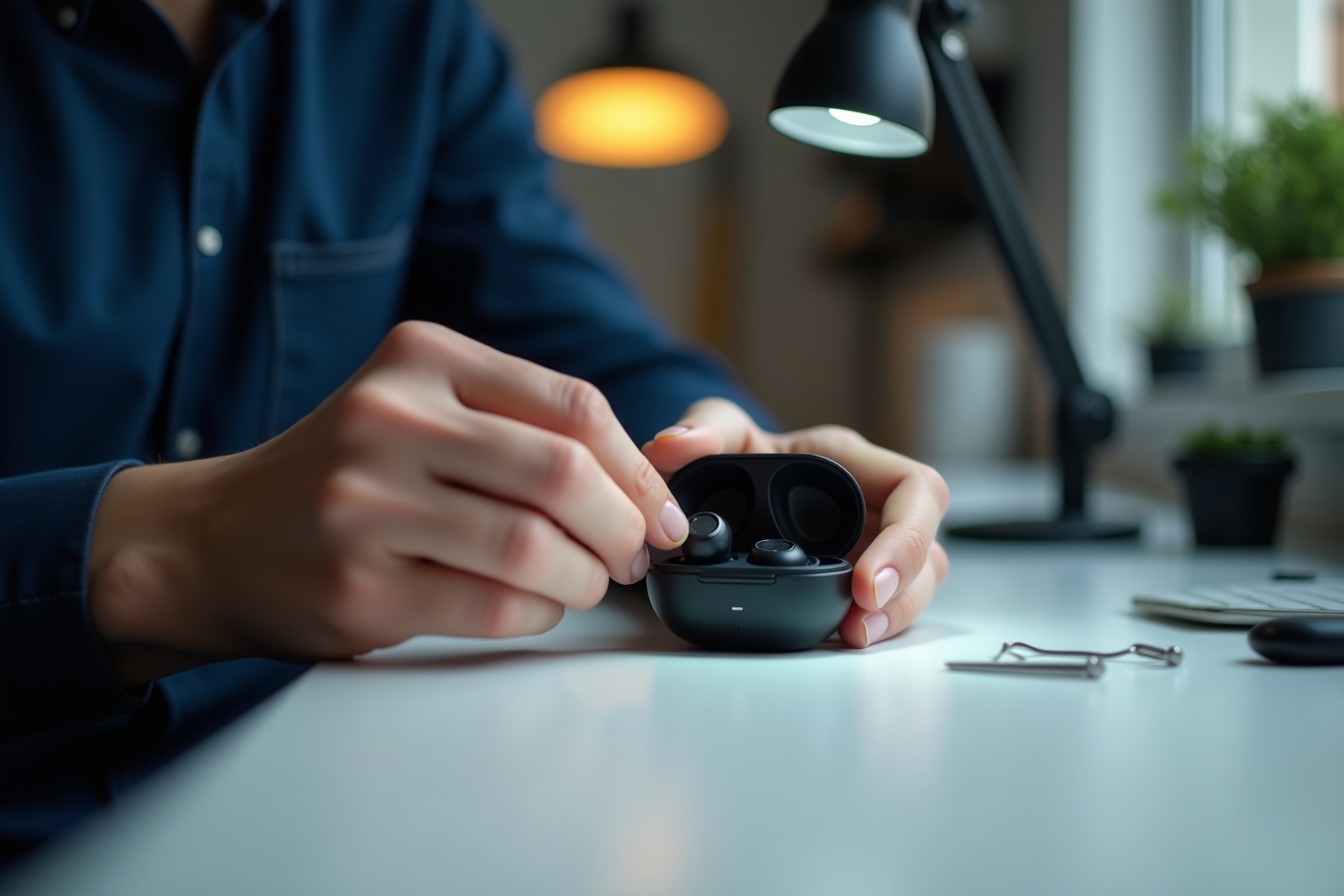 Wireless earbuds repair technician at work in Sharjah