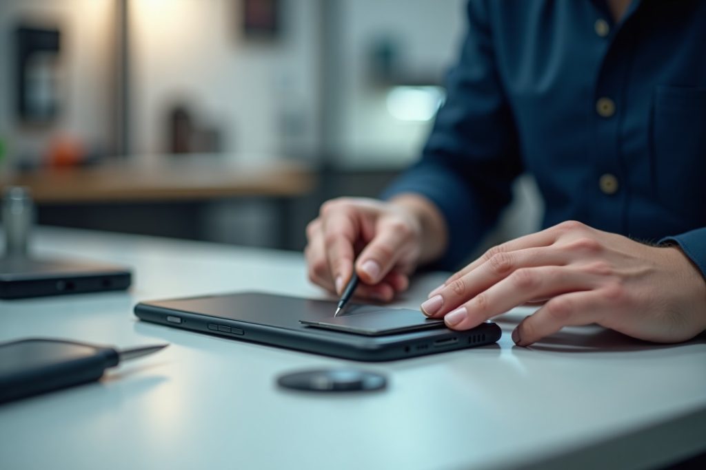 Smartphone battery replacement technician at work in Sharjah