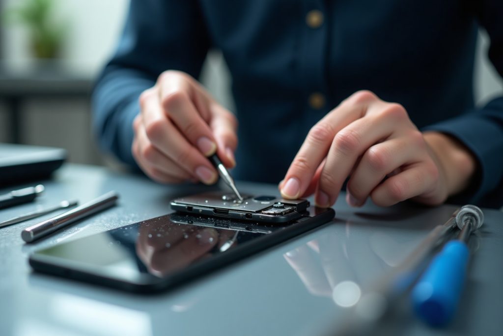 Phone water damage repair technician at work in Sharjah