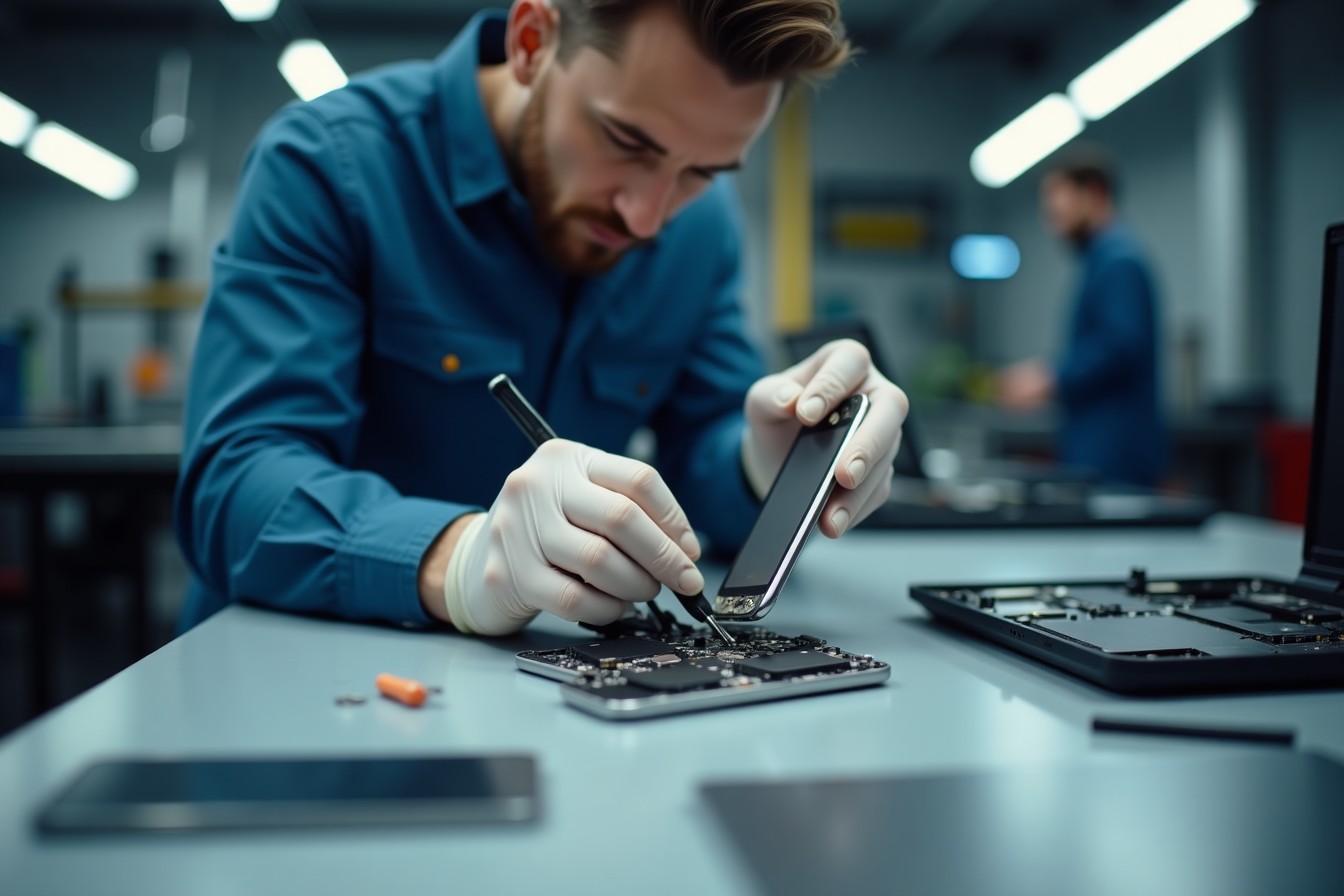 iPhone repair technician at work in Sharjah